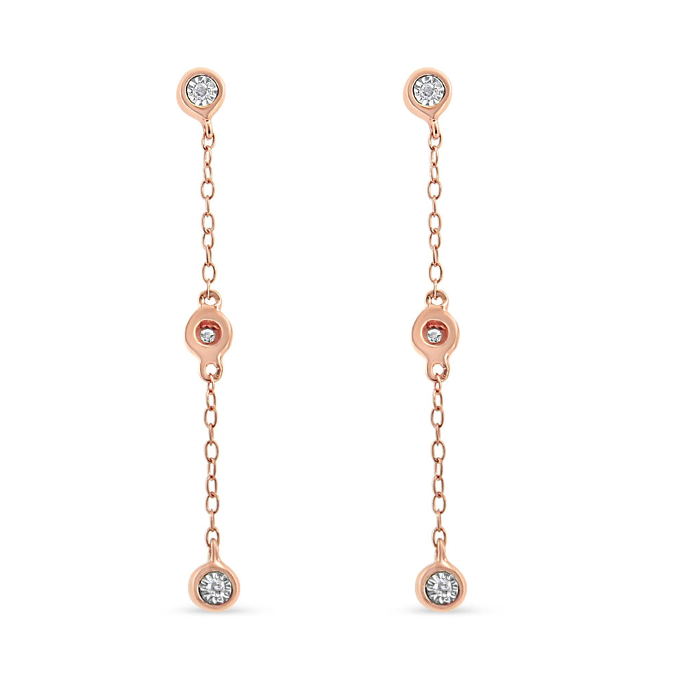 10K Rose Gold Plated .925 Sterling Silver 1/15 Cttw Diamond Dangle Earring (I-J Color, I3-Promo Clarity)-2