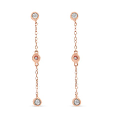 10K Rose Gold Plated .925 Sterling Silver 1/15 Cttw Diamond Dangle Earring (I-J Color, I3-Promo Clarity)-2