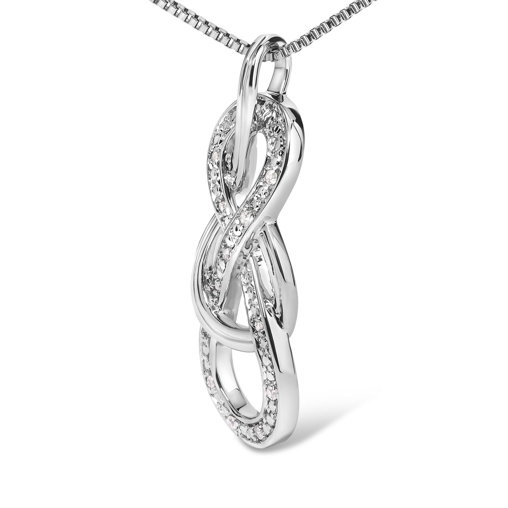 925 Sterling Silver Diamond Accent Interlocking Infinity Pendant Necklace (H-I Color, I2-I3 Clarity) - 18" Inches-2