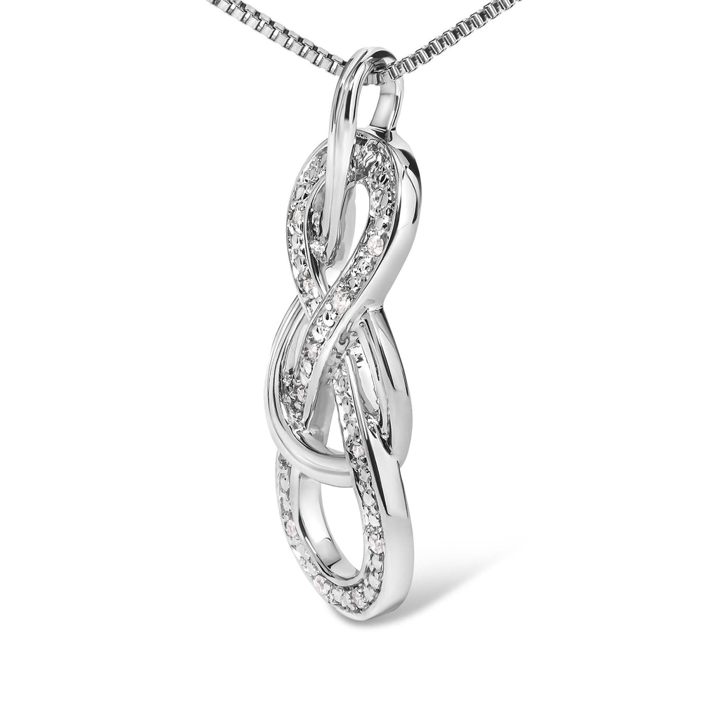 925 Sterling Silver Diamond Accent Interlocking Infinity Pendant Necklace (H-I Color, I2-I3 Clarity) - 18" Inches-2