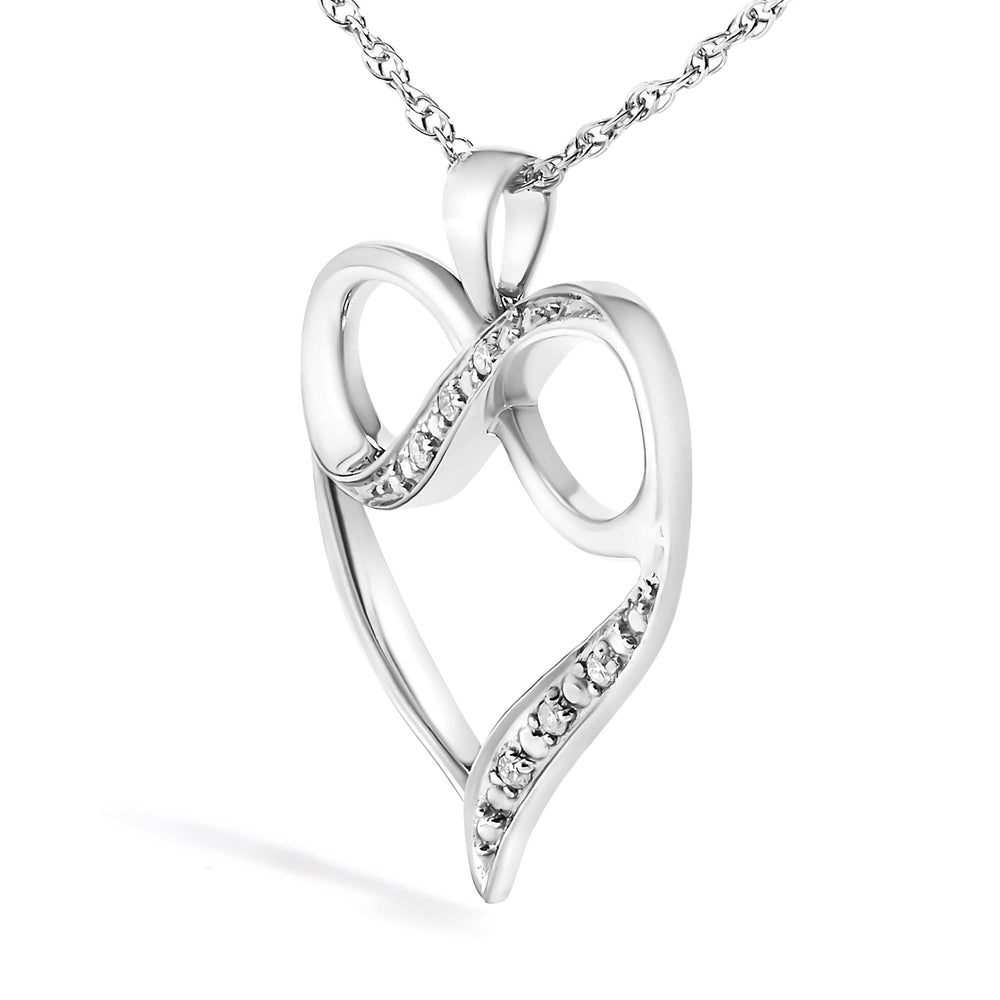 .925 Sterling Silver Diamond Accent Infinity Heart Love Pendant Necklace (J-K Color, I2-I3 Clarity) - 18" Inches-2