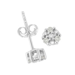 .925 Sterling Silver 1/10 cttw Prong Set Round-Cut Trio Diamond Stud Earrings (I-J Color, I3 Clarity)-3