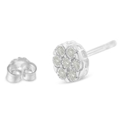 Sterling Silver Rose-Cut Diamond Floral Cluster Stud Earring (0.25 cttw, I-J Color, I2-I3 Clarity)-3
