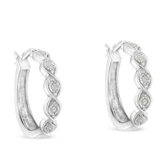 .925 Sterling Silver 1/10 Cttw Miracle-Set Diamond Infinity Swirl Hoop Earrings (I-J Color, I3 Clarity)-3