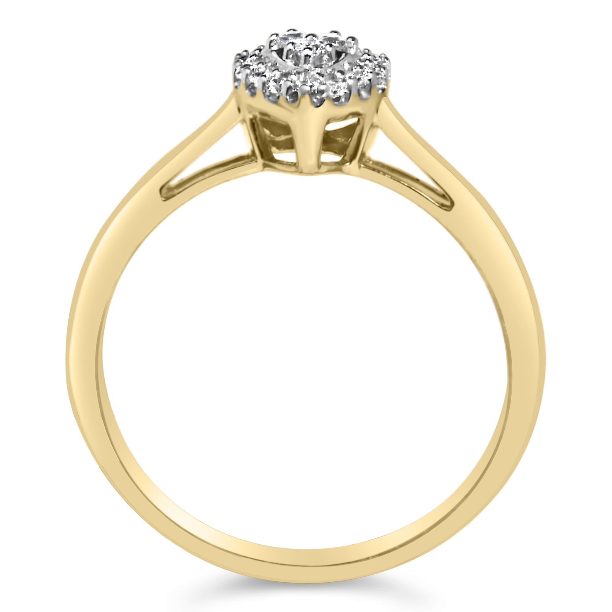 14K Yellow Gold Plated .925 Sterling Silver 1/10 Cttw Round-Cut Diamond Heart Engagement Ring (I-J Color, I3 Clarity)-4