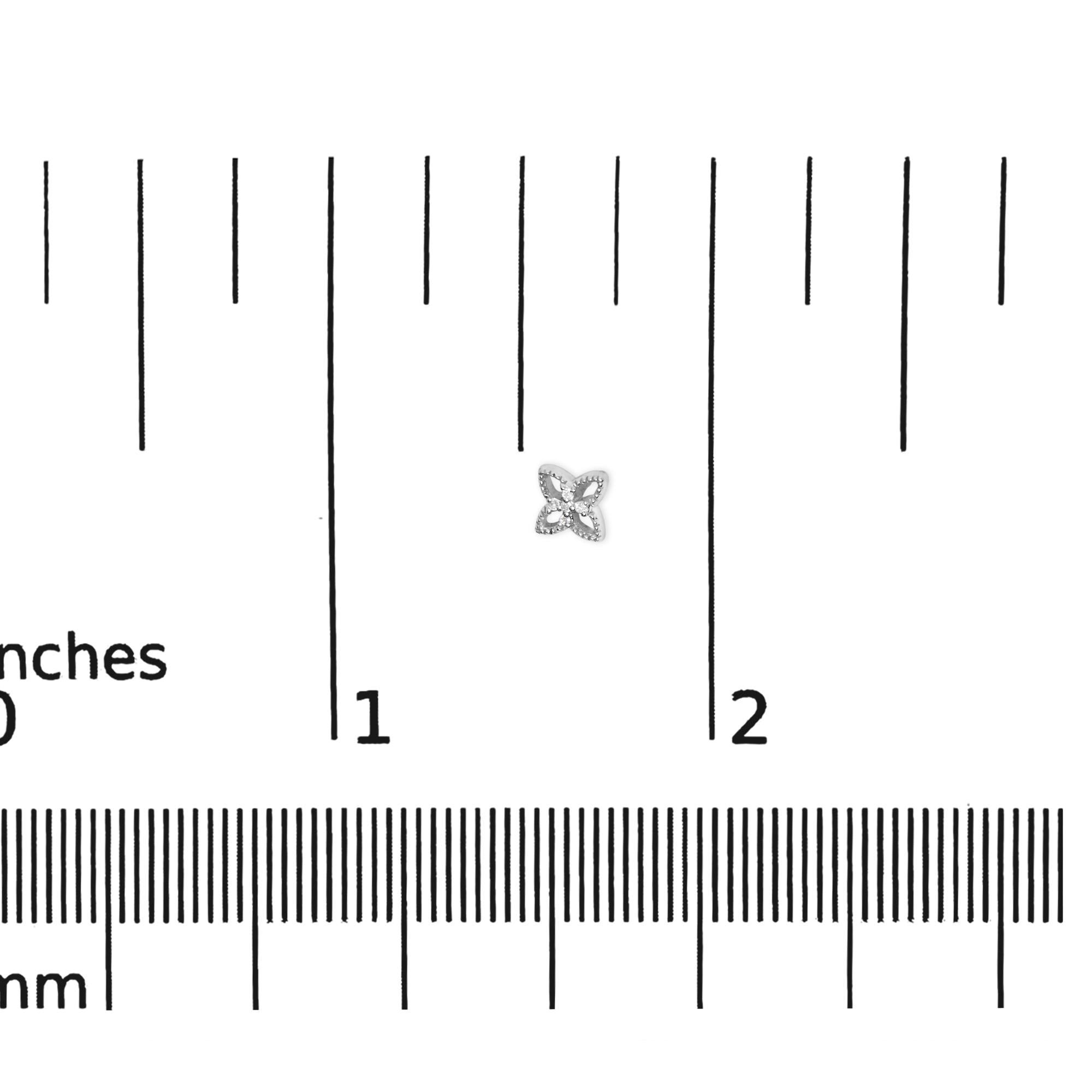 925 Sterling Silver Diamond Accent 4 Petal Flower Stud Earring (H-I Color, I1-I2 Clarity)-4