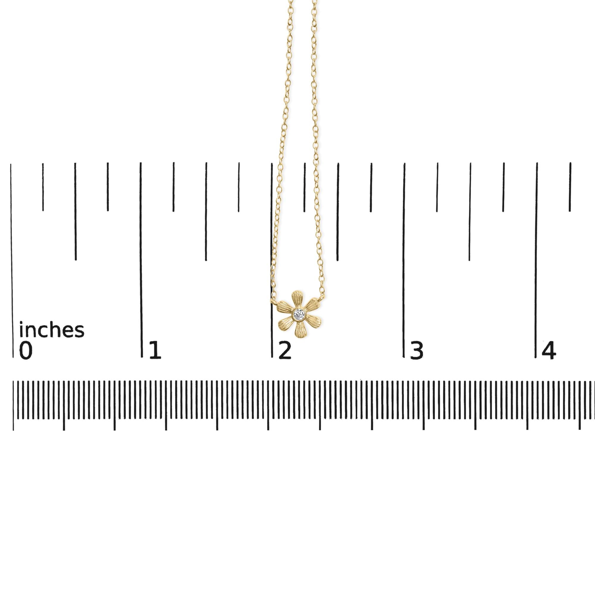 10K Yellow Gold 1/8 Cttw Diamond Floral Station Chain Necklace (I-J Color, I1-I2 Clarity)-4