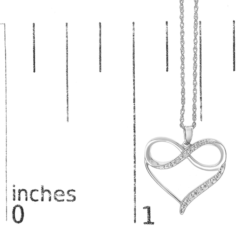 .925 Sterling Silver Diamond Accent Infinity Heart Love Pendant Necklace (J-K Color, I2-I3 Clarity) - 18" Inches-4